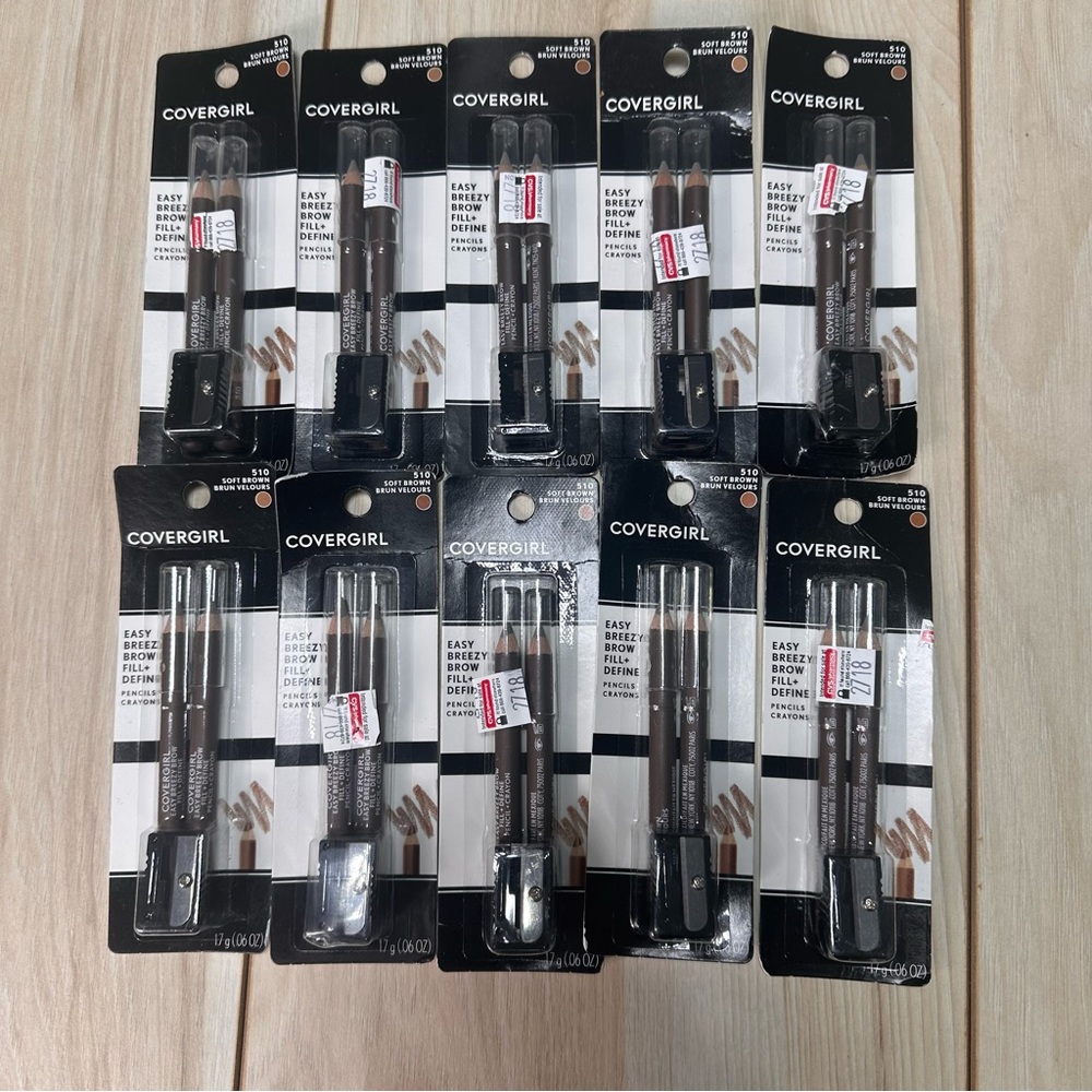 Lot of 10 Covergirl Easy Breezy Brow Fill+Define Pencil 2-Packs‎ #510 Soft Brown
